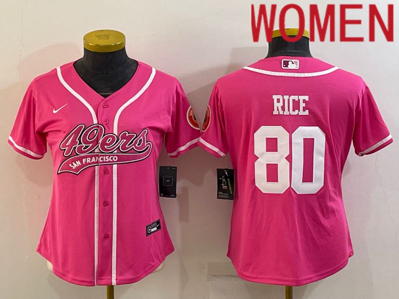 Women San Francisco 49ers #80 Rice Pink 2022 Nike Co branded NFL Jerseys->kansas city chiefs->NFL Jersey